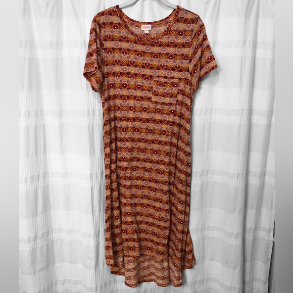 LuLaRoe Dresses & Skirts - LuLaRoe Carly Style Colorful Geometric High Low Swing T-Shirt Dress women's S